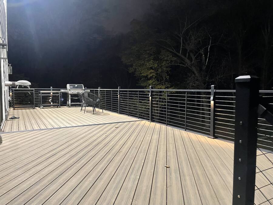 Nighttime boardwalk gazebo